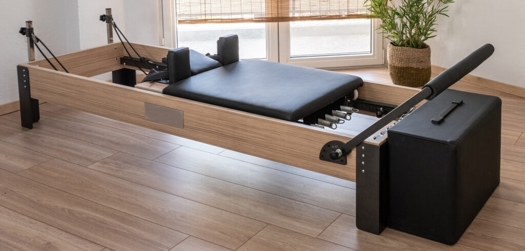 A reformer pilates machine in a studio